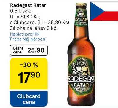 Radegast Ratar, 0.5 l. sklo