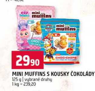 MINI MUFFINS S KOUSKY ČOKOLÁDY 125 g