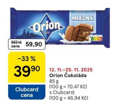 Orion Čokoláda, 85 g