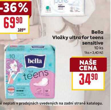 Bella Vložky ultra for teens sensitive 10 ks