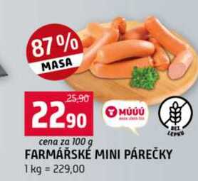 FARMÁŘSKÉ MINI PÁREČKY 100g