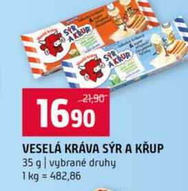 VESELÁ KRÁVA SÝR A KŘUP 35 g vybrané druhy