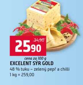 EXCELENT SÝR GOLD 48% tuku zelený pepř a chilli 100g