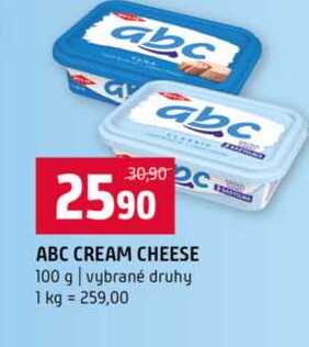 ABC CREAM CHEESE 100 g vybrané druhy 