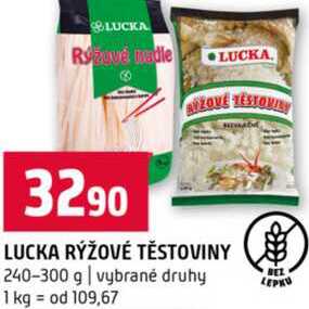 LUCKA RÝŽOVÉ TĚSTOVINY 240-300 g vybrané druhy 