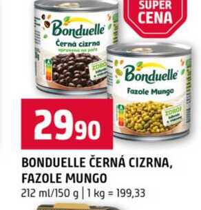 BONDUELLE ČERNÁ CIZRNA, FAZOLE MUNGO 212 ml/150 g