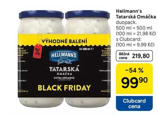 Hellmann's Tatarská Omáčka duopack, 500 ml + 500 ml