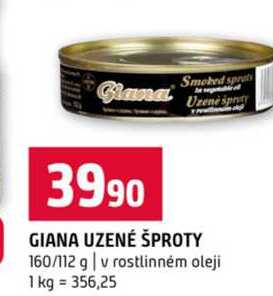 GIANA UZENÉ ŠPROTY 160/112 g v rostlinném oleji
