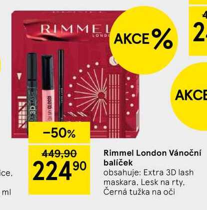 Rimmel London Vánoční balíček ml obsahuje: Extra 3D lash maskara, Lesk na rty. Černá tužka na oči 