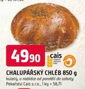 CHALUPÁŘSKÝ CHLÉB 850 g