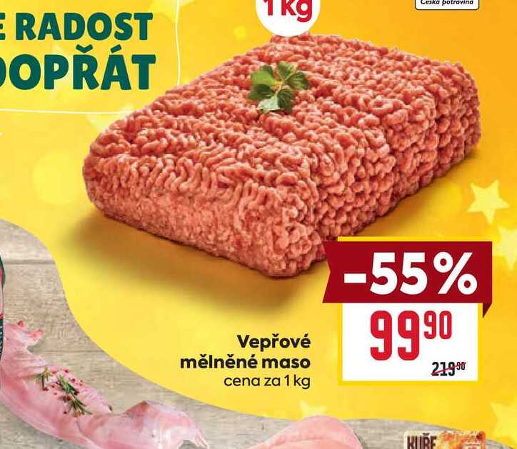 Vepřové mělněné maso cena za 1 kg 