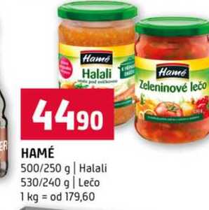 HAMÉ 500/250 g Halali 530/240 g Lečo 