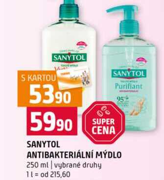 SANYTOL ANTIBAKTERIÁLNÍ MÝDLO 250 ml vybrané druhy