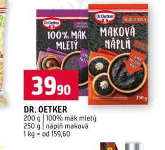 DR. OETKER 200 g 100% mák mletý 250 g náplň maková 