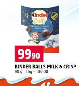 KINDER BALLS MILK & CRISP 90 g 