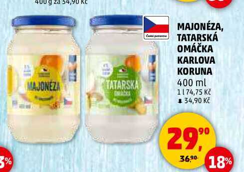MAJONÉZA, TATARSKÁ OMÁČKA KARLOVA KORUNA, 400 ml