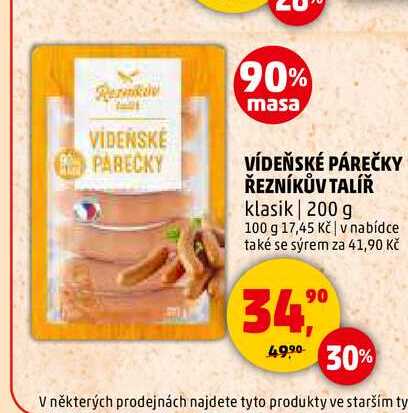 VÍDEŇSKÉ PÁREČKY ŘEZNÍKŮV TALÍŘ, 200 g