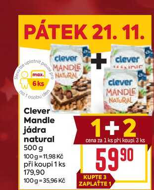 Clever Mandle jádra natural 500 g  