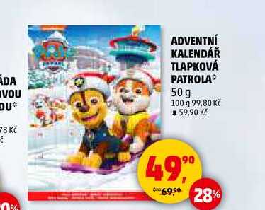 ADVENTNÍ KALENDÁŘ TLAPKOVÁ PATROLA, 50 g 