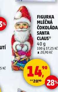 FIGURKA MLÉČNÁ ČOKOLÁDA SANTA CLAUS, 40 g 