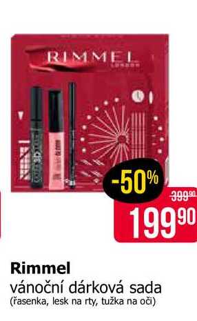 Rimmel vánoční dárková sada (řasenka, lesk na rty, tužka na oči)