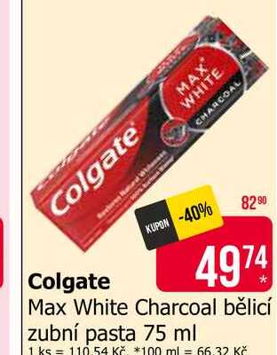 Colgate Max White Charcoal bělicí zubní pasta 75 ml 
