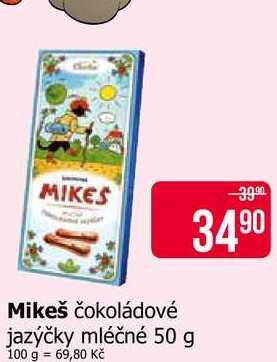 Mikeš čokoládové jazýčky mléčné 50 g