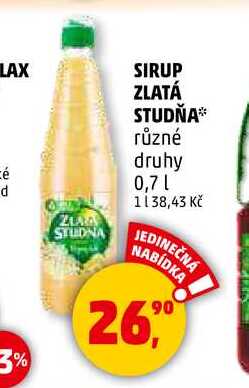 SIRUP ZLATÁ STUDŇA, 0,7 l