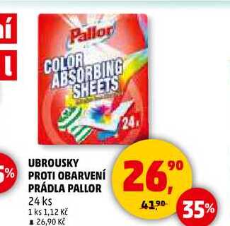 UBROUSKY PROTI OBARVENÍ PRÁDLA PALLOR, 24 ks