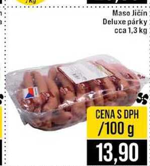 Maso Jičín Deluxe párky cca 1,3 kg 100g