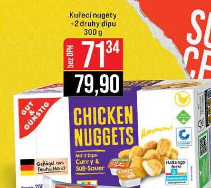 Kuřecí nugety +2 druhy dipu 300 g 