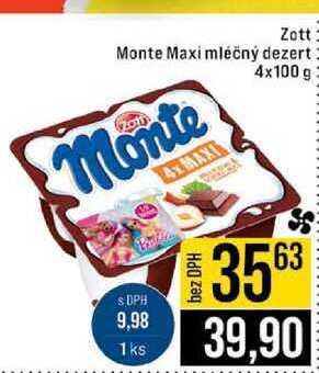 Zott Monte Maxi mléčný dezert 4x100 g
