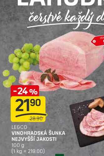 VINOHRADSKÁ ŠUNKA NEJVYŠŠÍ JAKOSTI 100 g