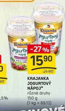 KRAJANKA JOGURTOVÝ NÁPOJ různé druhy 150 g 