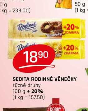 SEDITA RODINNÉ VĚNEČKY různé druhy 100 g 