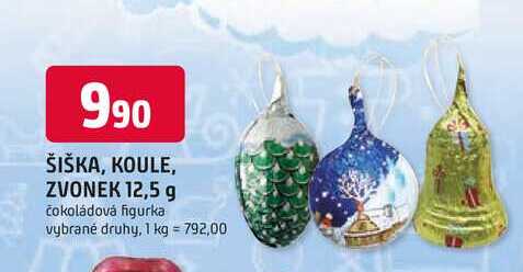 ŠIŠKA, KOULE, ZVONEK 12,5 g čokoládová figurka 