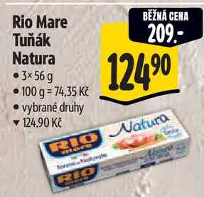 Rio Mare Tuňák Natura, 3x 56 g