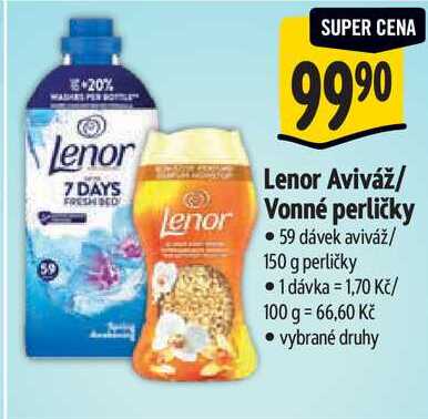 Lenor Aviváž/Vonné perličky, 59 dávek aviváž/150 g perličky
