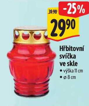 Hřbitovní svíčka ve skle •