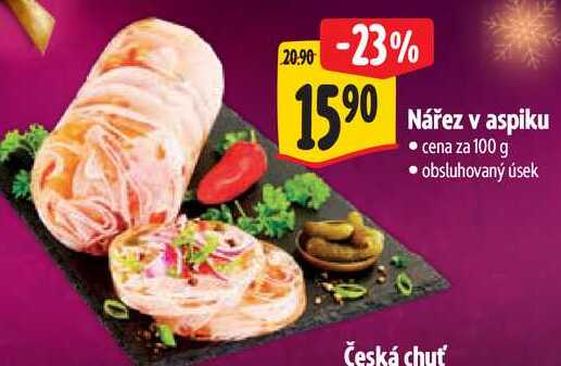 Nářez v aspiku, cena za 100 g 