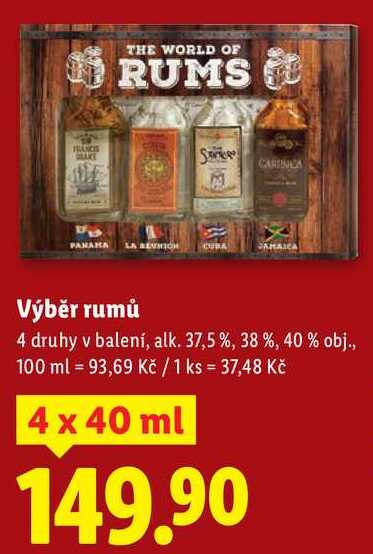 Výběr rumů, 4x 40 ml