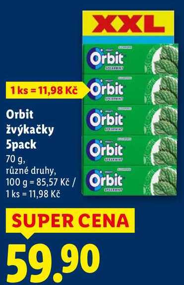 Orbit žvýkačky 5pack, 70 g