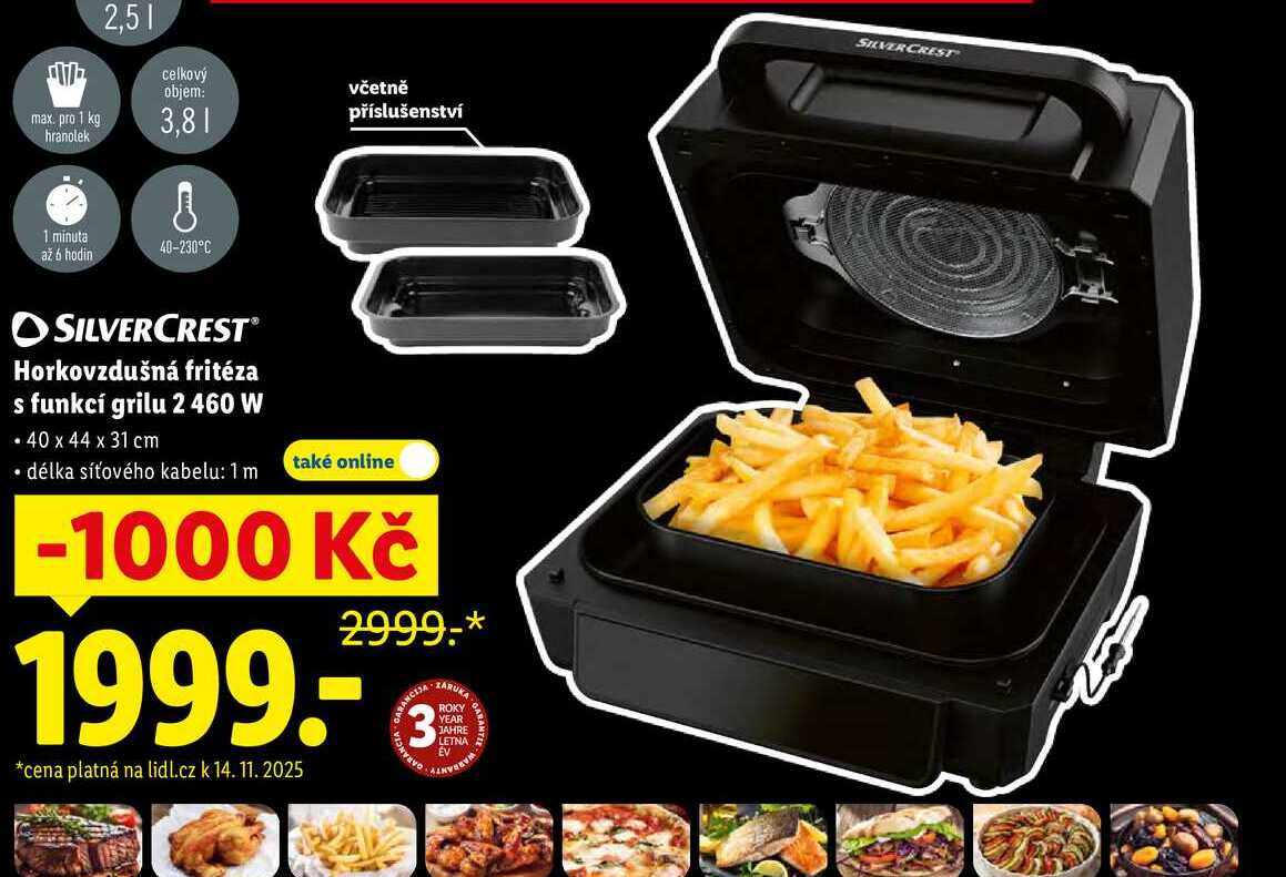 Horkovzdušná fritéza s funkcí grilu 2 460 W