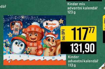 Kinder mix adventní kalendar 123 g