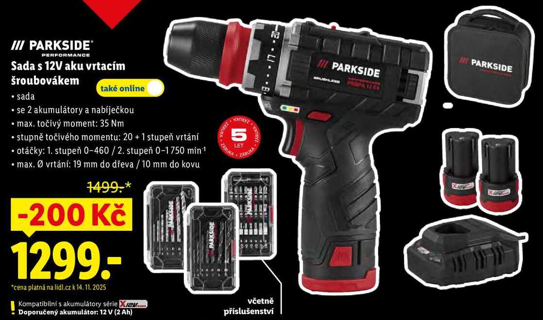 PARKSIDE Sada s 12V aku vrtacím šroubovákem