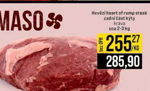 Hovězí heart of rump steak zadní část kýty kráva cca 2-3 kg 1kg