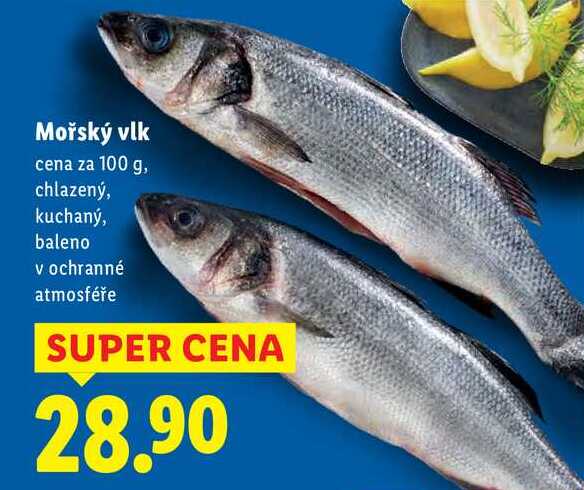 Mořský vlk, cena za 100 g
