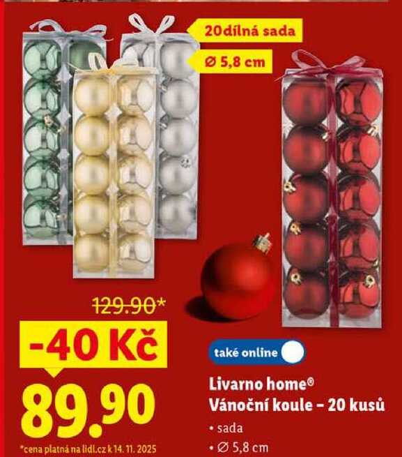 Livarno home Vánoční koule - 20 kusů 