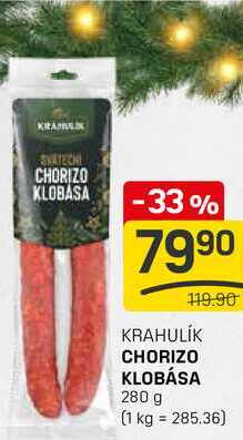 CHORIZO KLOBÁSA 280 g  