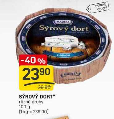 SÝROVÝ DORT různé druhy 100 g 